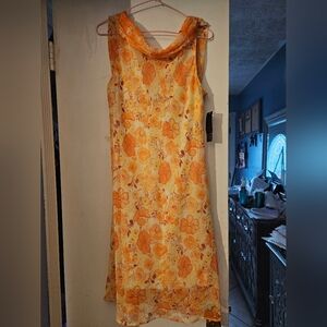 Alyn Paige Floral Orange Sleeveless Dress Spring Fun Coral Size 13/14
